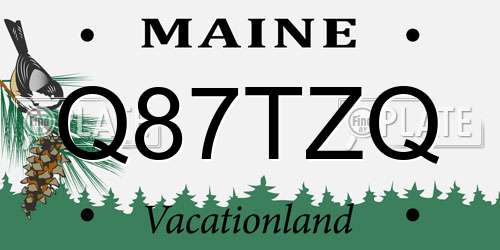 Q87TZQ Maine License Plate