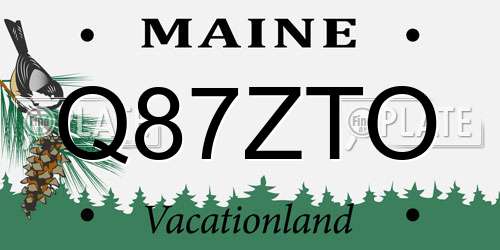 Q87ZTO Maine License Plate