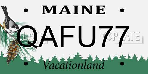 QAFU77 Maine License Plate