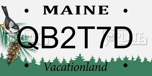 QB2T7D Maine License Plate