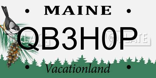 QB3H0P Maine License Plate