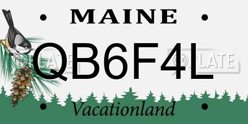 QB6F4L Maine License Plate