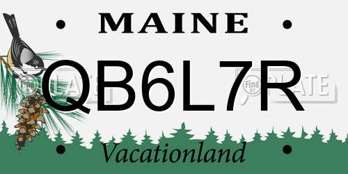 QB6L7R Maine License Plate