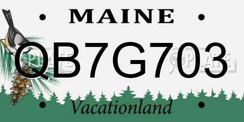 QB7G703 Maine License Plate