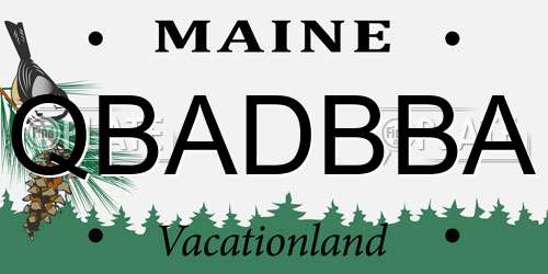 QBADBBA Maine License Plate