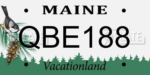 QBE188 Maine License Plate