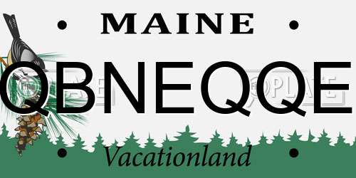 QBNEQQE Maine License Plate