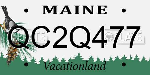 QC2Q477 Maine License Plate