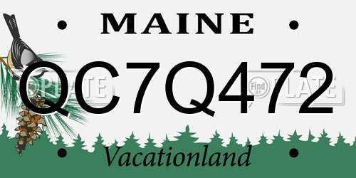 QC7Q472 Maine License Plate