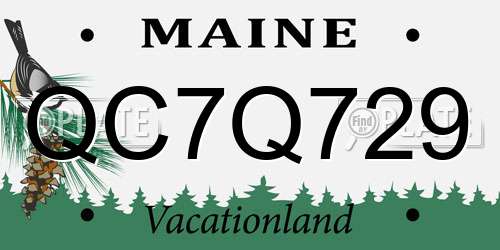 QC7Q729 Maine License Plate