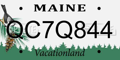 QC7Q844 Maine License Plate