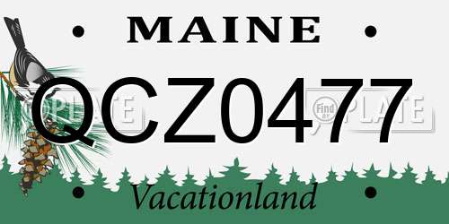 QCZ0477 Maine License Plate