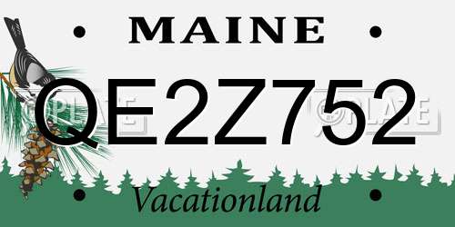 QE2Z752 Maine License Plate