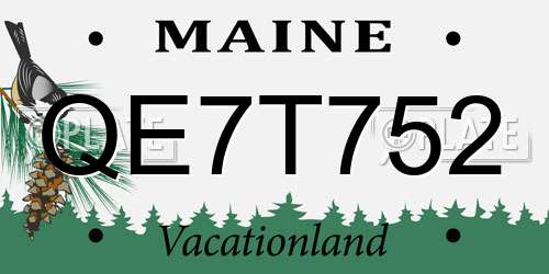 QE7T752 Maine License Plate
