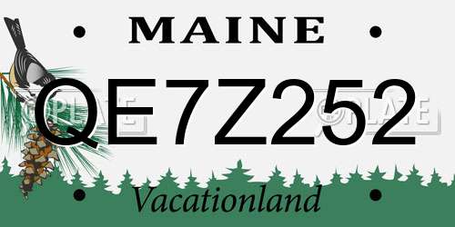 QE7Z252 Maine License Plate