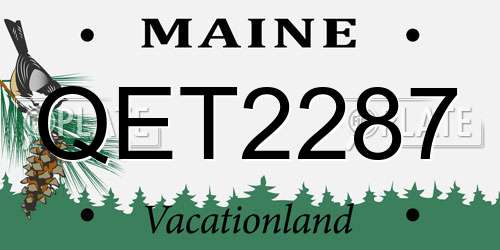 QET2287 Maine License Plate