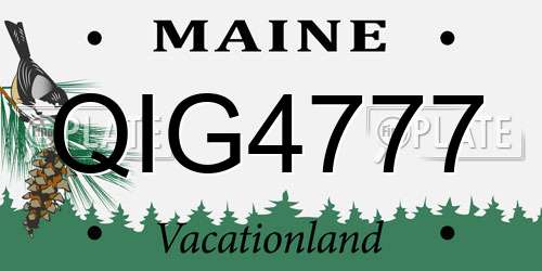 QIG4777 Maine License Plate