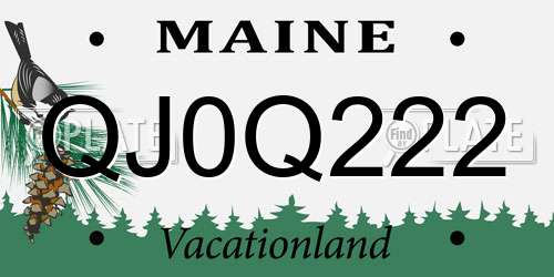 QJ0Q222 Maine License Plate