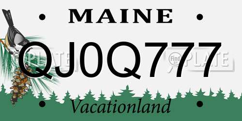QJ0Q777 Maine License Plate