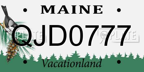 QJD0777 Maine License Plate