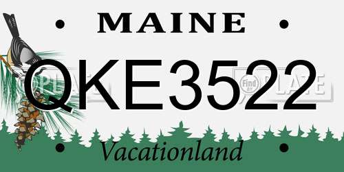 QKE3522 Maine License Plate