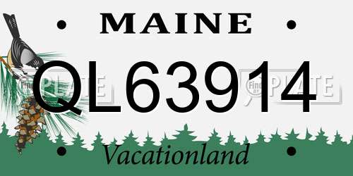 QL63914 Maine License Plate