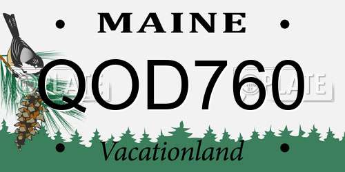QOD760 Maine License Plate