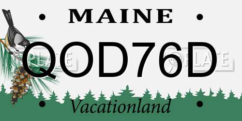 QOD76D Maine License Plate