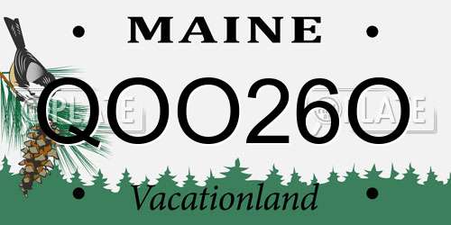 QOO26O Maine License Plate