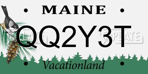 QQ2Y3T Maine License Plate