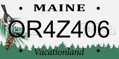 QR4Z406 Maine License Plate