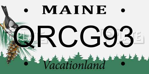 QRCG93 Maine License Plate