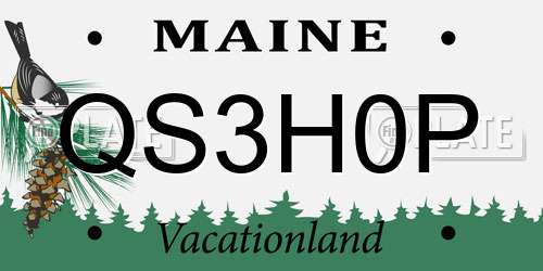 QS3H0P Maine License Plate