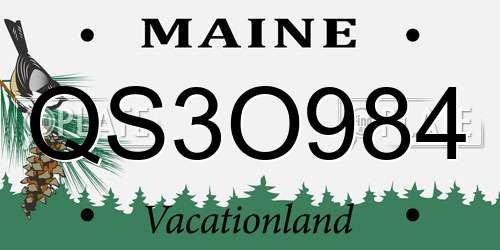 QS3O984 Maine License Plate