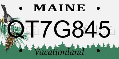 QT7G845 Maine License Plate