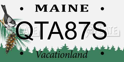 QTA87S Maine License Plate