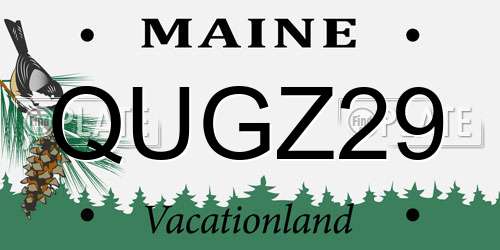 QUGZ29 Maine License Plate