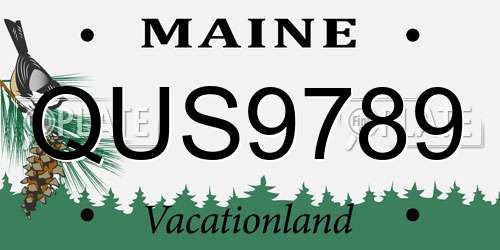 QUS9789 Maine License Plate