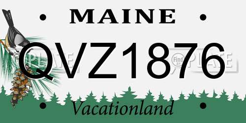 QVZ1876 Maine License Plate