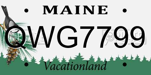 QWG7799 Maine License Plate