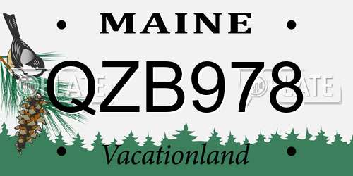 QZB978 Maine License Plate
