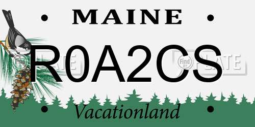 R0A2CS Maine License Plate