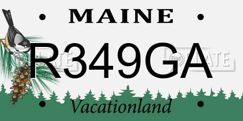R349GA Maine License Plate