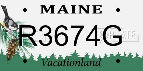 R3674G Maine License Plate