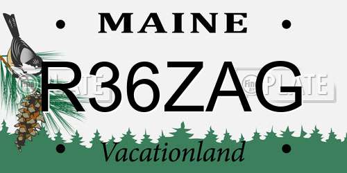 R36ZAG Maine License Plate