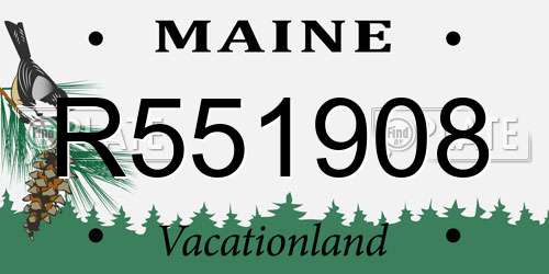 R551908 Maine License Plate
