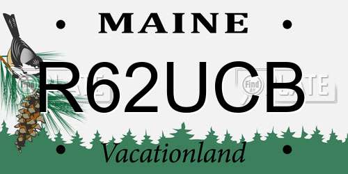 R62UCB Maine License Plate