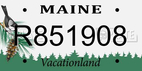 R851908 Maine License Plate