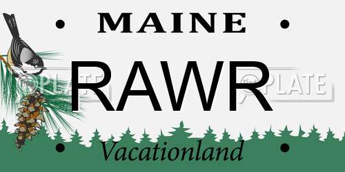 RAWR Maine License Plate