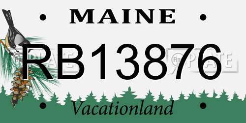 RB13876 Maine License Plate